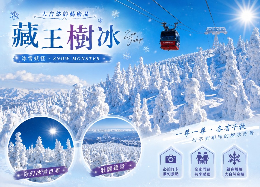 【夢幻雪景】東北藏王樹冰三溫泉5日.新幹線隼號體驗.銀山溫泉.藏王狐狸村.採草莓.大內宿